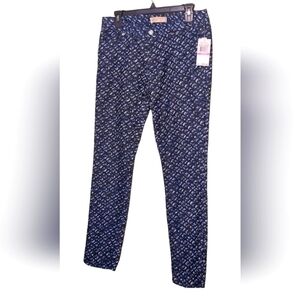 Mk Michael Kors Women's Size 6 Pants Navy Blue White Geometric Tie Dye Pattern
